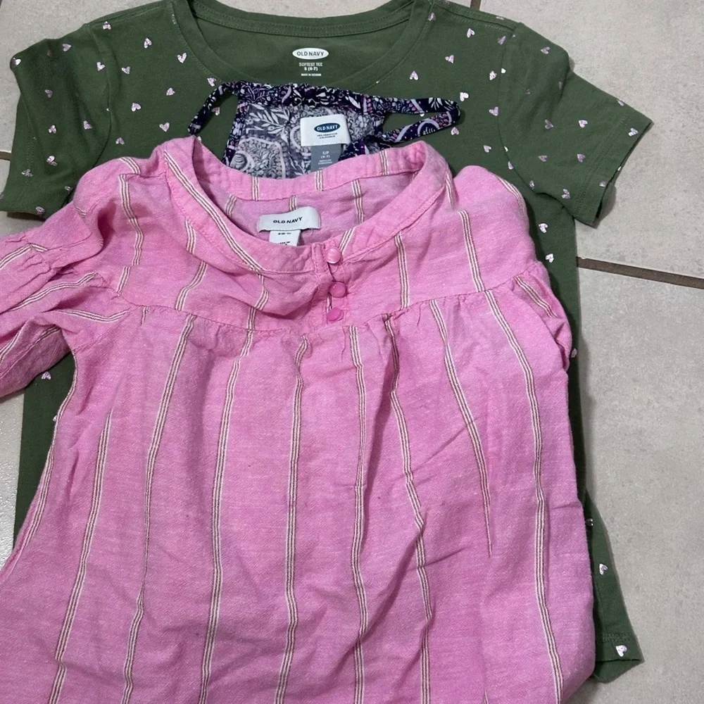 Old‎ Navy Girls Kids Floral/Stripe Blouses Pink size S(6-7).